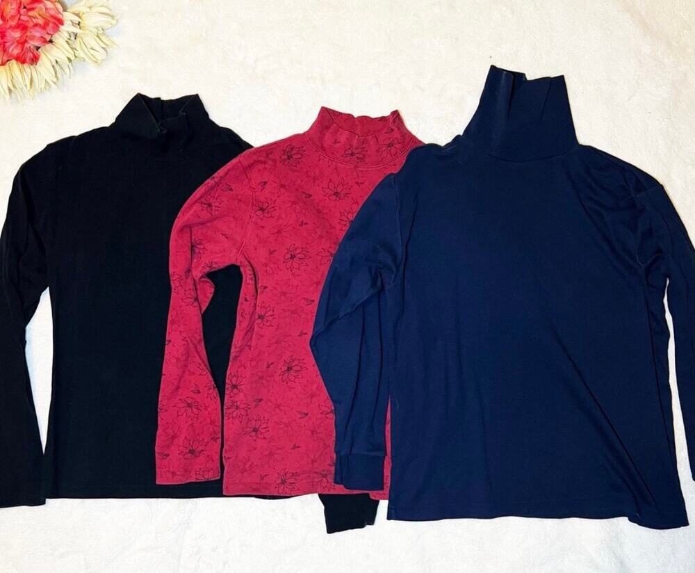 Turtleneck Top Bundle Size M Solid & Printed Long Sleeve Layering Tops